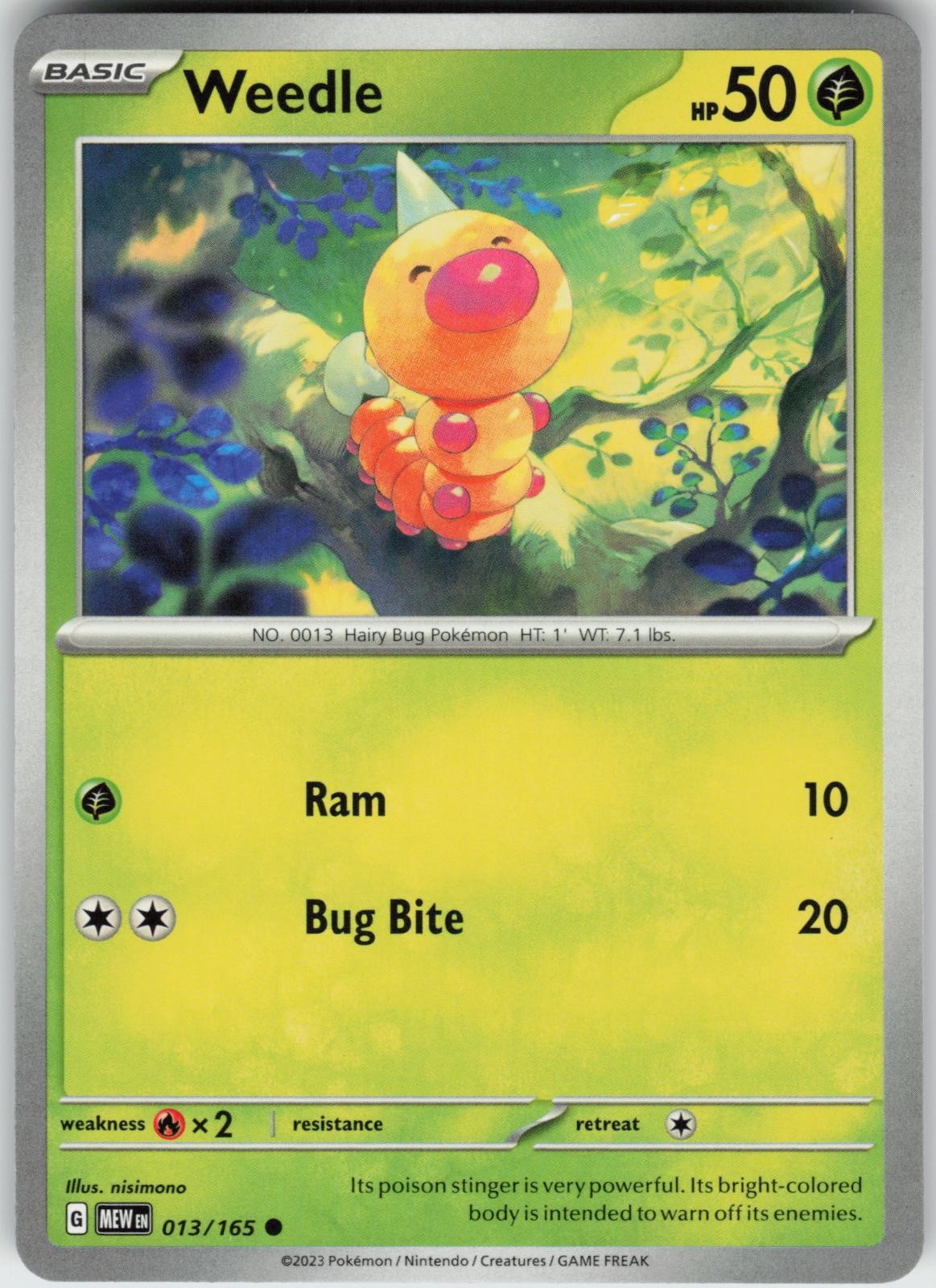 Weedle 013/165 Pokemon comuni 151 quasi come nuovi