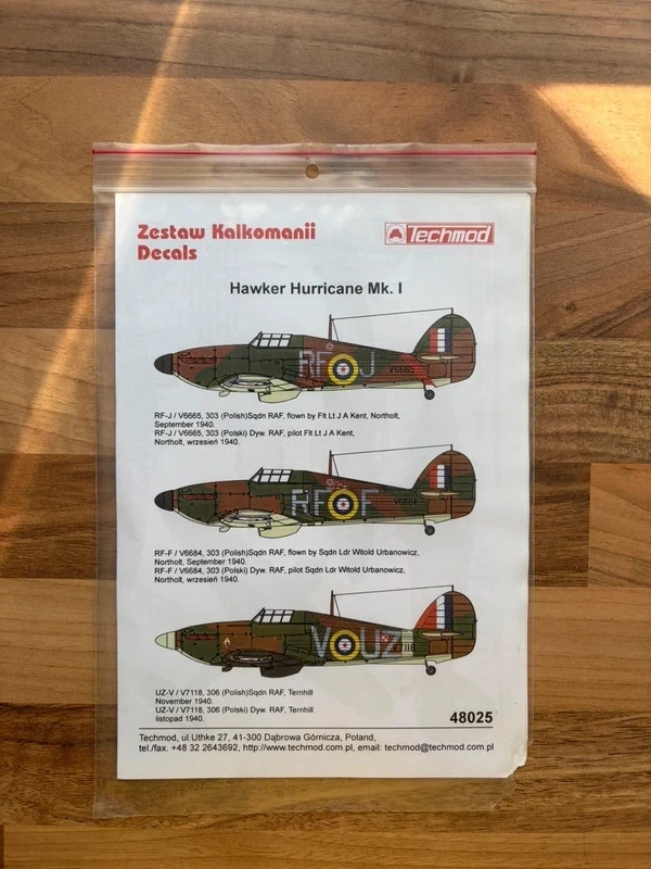 Maquette Techmod Decals Hawker Hurricane Mk I 1/48