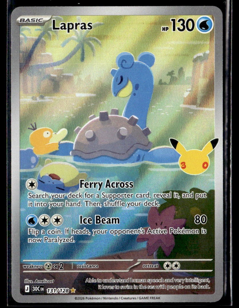 Pokemon 30th Celebration Lapras Holo Illustration Rare 131/128