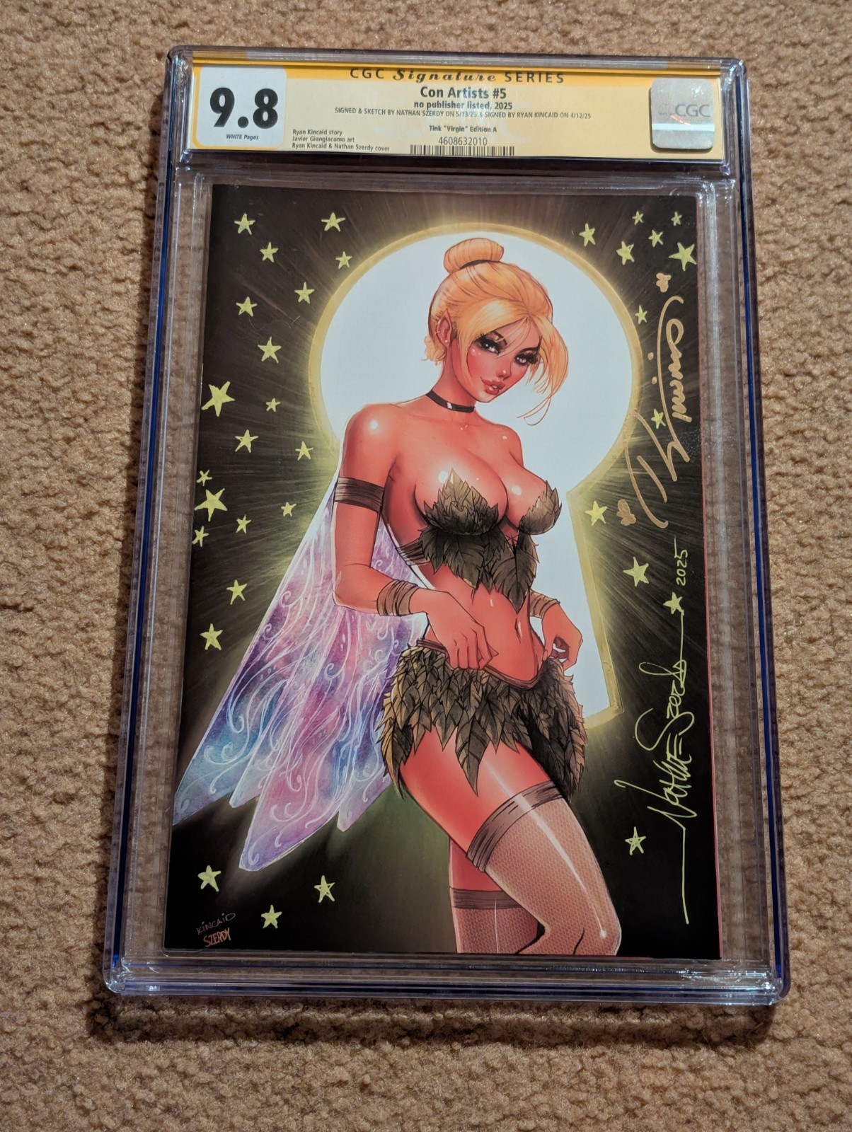 Con Artists 5 Tink Virgin Remark CGC 9.8 SS firmato Ryan Kincaid & Nathan Szerdy 