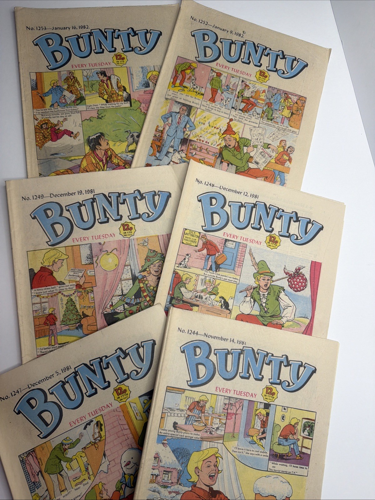 6 x BUNTY COMICS  Bundle from 1981 - 1982 Vintage - 80s UK Girls Comic Nostalgia