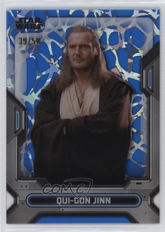 2023 Topps Star Wars High Tek Pattern 1 Diffrattore Blu 39/50 Qui-Gon Jinn 1j8