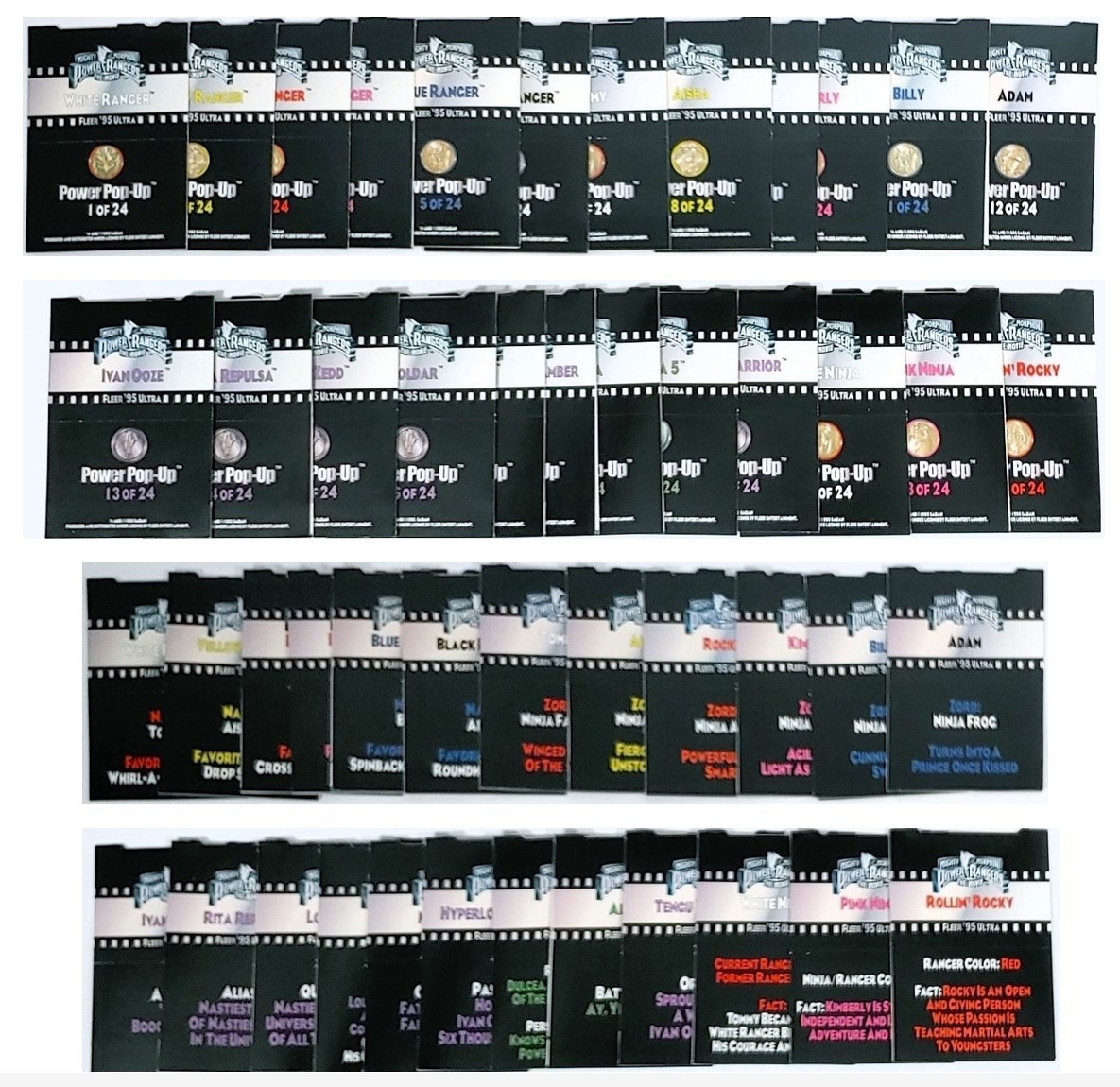 1995 Fleer Mighty Morphin Power Rangers #1-24 Power Pop Ups Insert Card Set! EX+