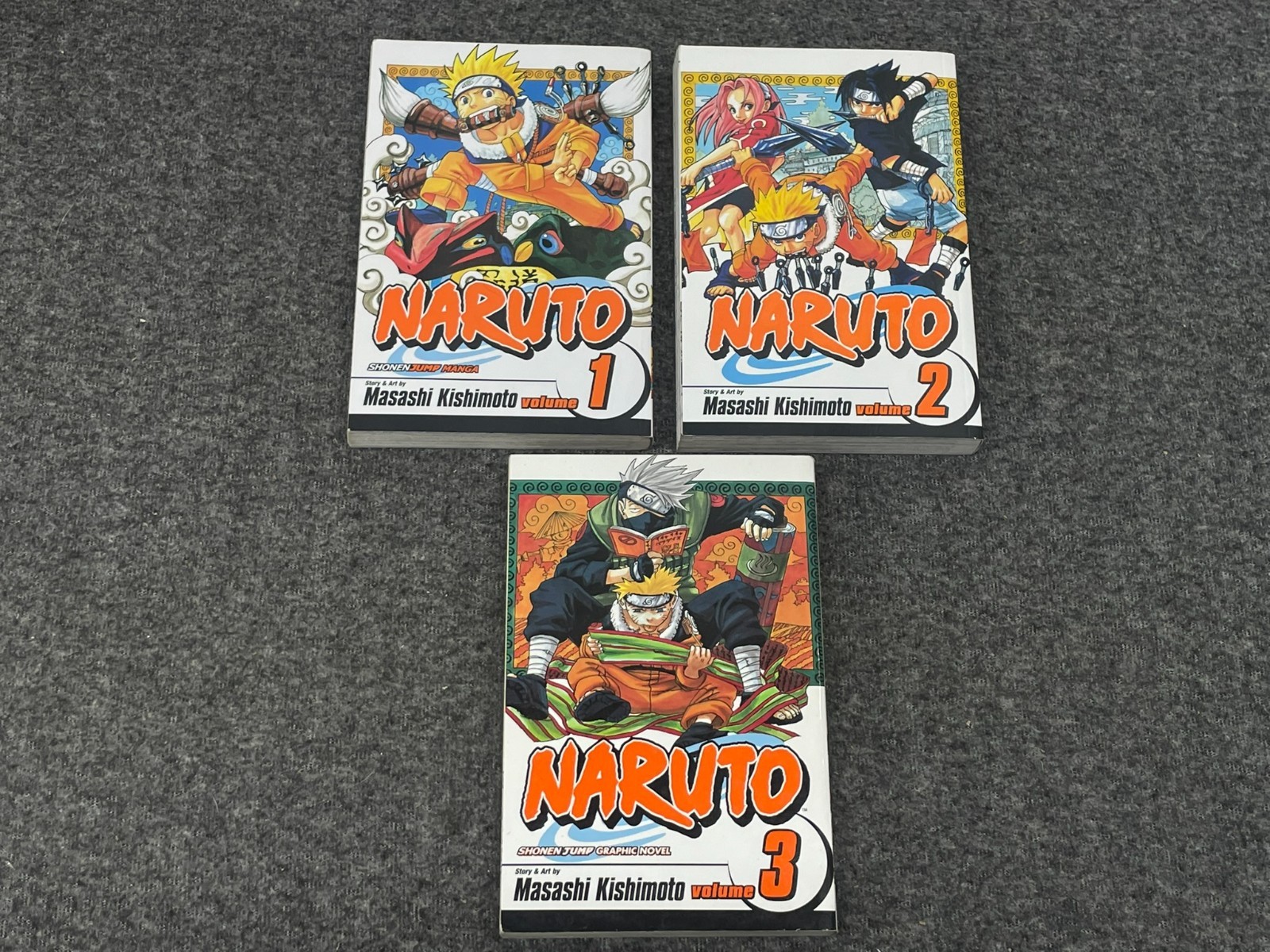 Lotto di 3 libri di graphic novel Naruto Shonen Jump - 1, 2 e 3
