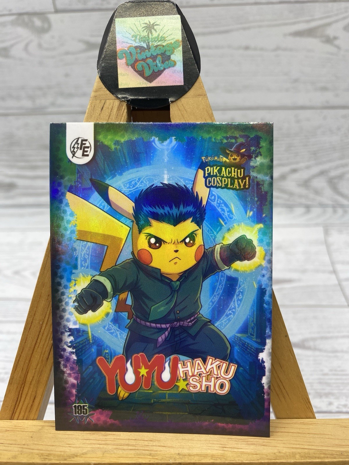 Pikachu as Cosplay YuYu Hakusho Pop Culture Anime Fan Art Rainbow Foil Card