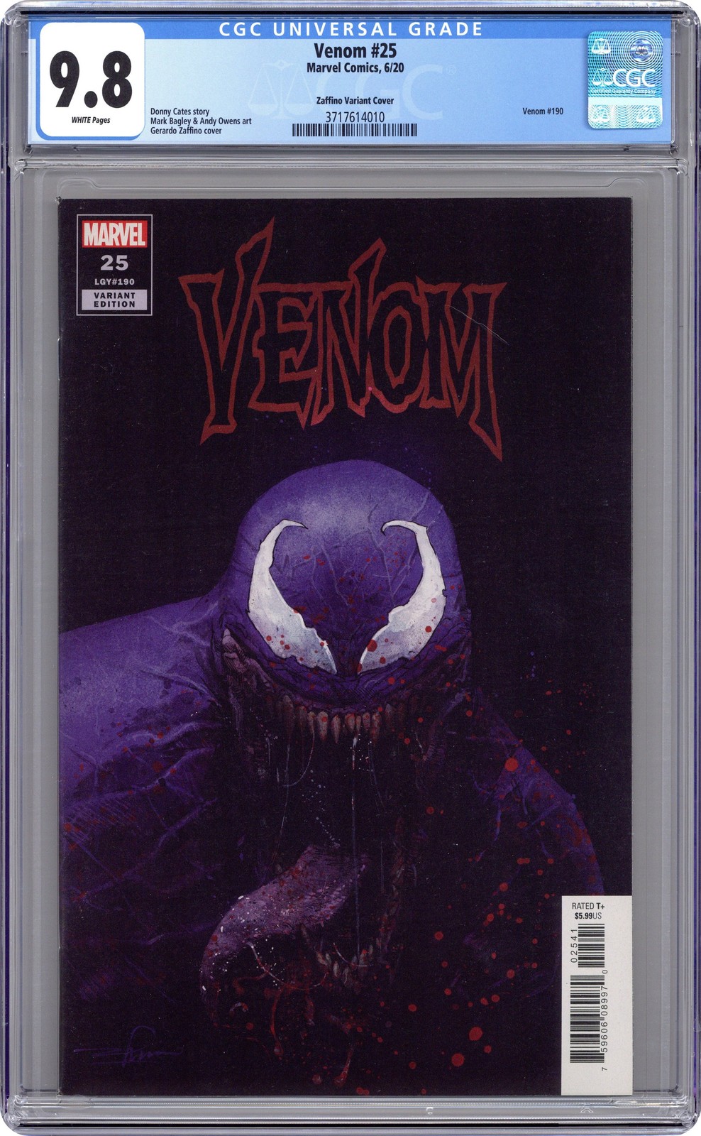 Venom #25B Zaffino 1:50 variante CGC 9.8 2020 3717614010