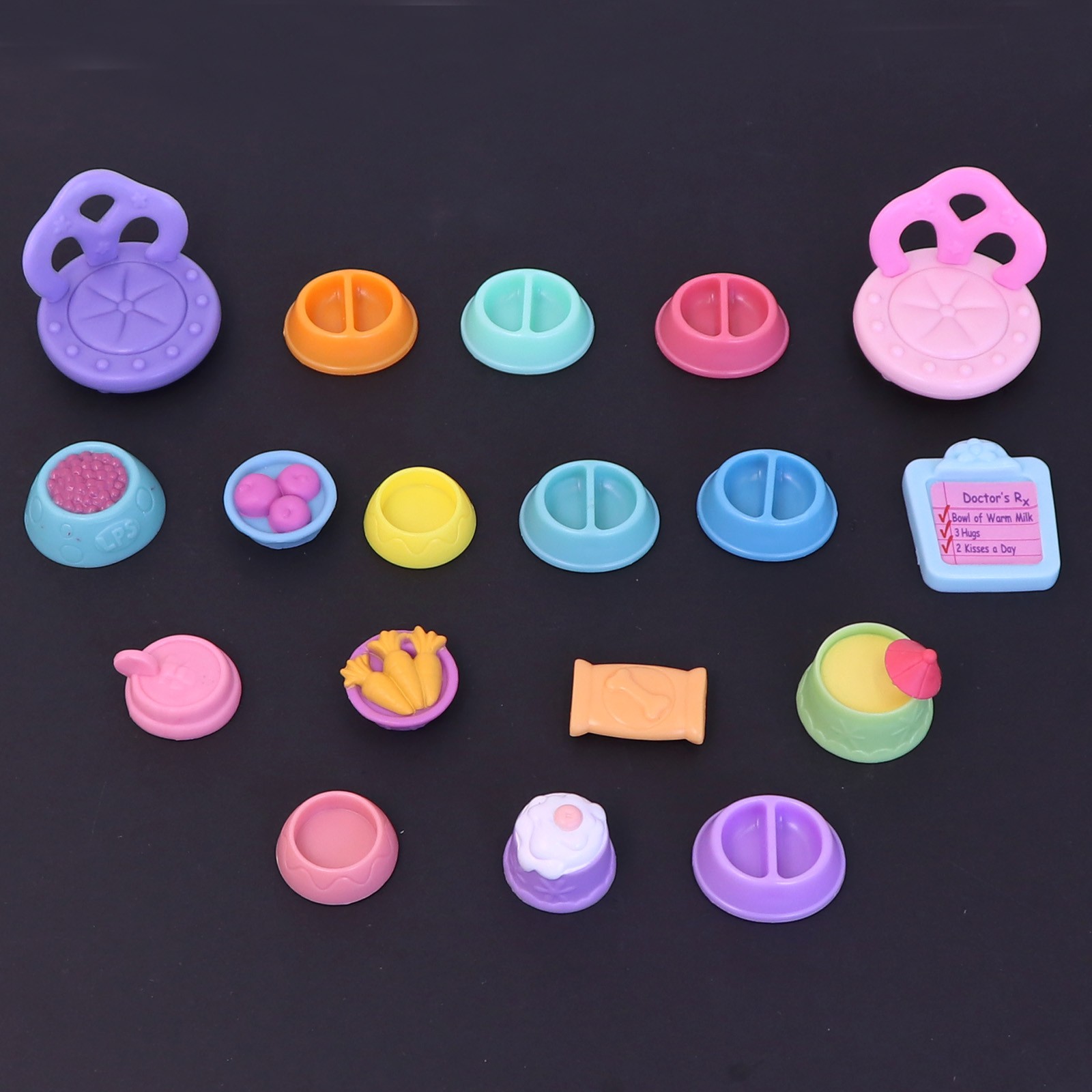 18 pezzi accessori LPS per mini negozio di animali figura sedia fiocco cibo bambino regalo ottimo