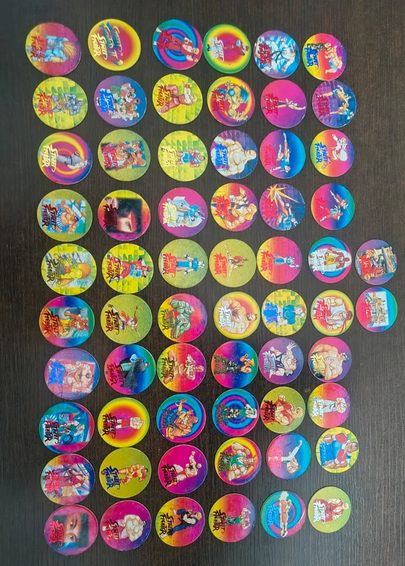 Lotto Maxi POG Street Fighter II Vintage Anni 90 Plascot + Slammer Metallici