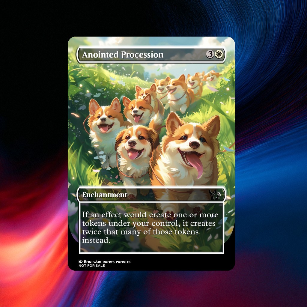 Anointed Procession Proxy Playtest Card with Custom Puppy Art Design