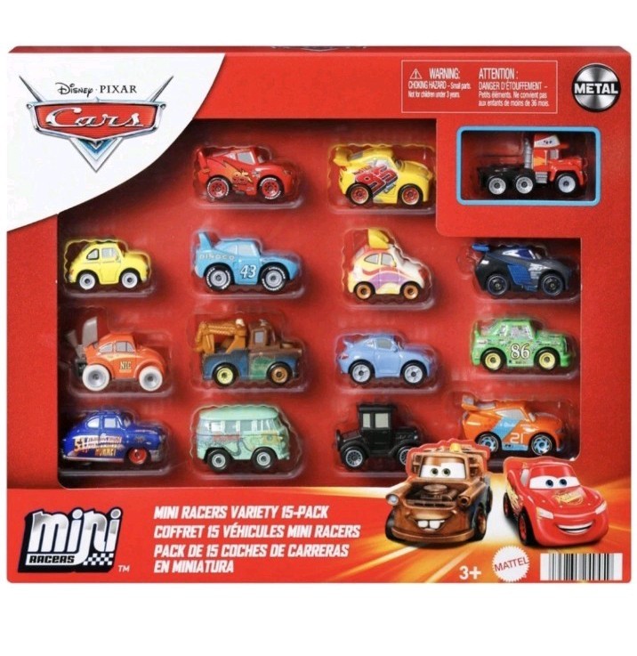 Disney Pixar Cars Mini Racers varietà auto pressofuse confezione da 15