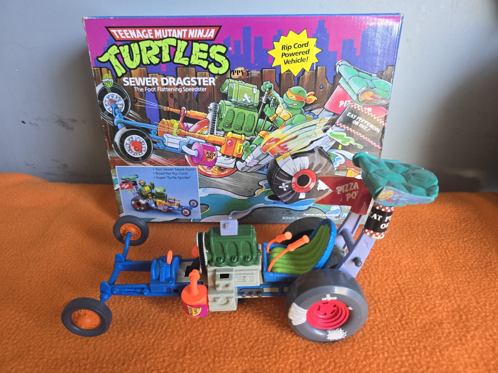 1990 Teenage Mutant Ninja Turtles Sewer Dragster With Original Box 
