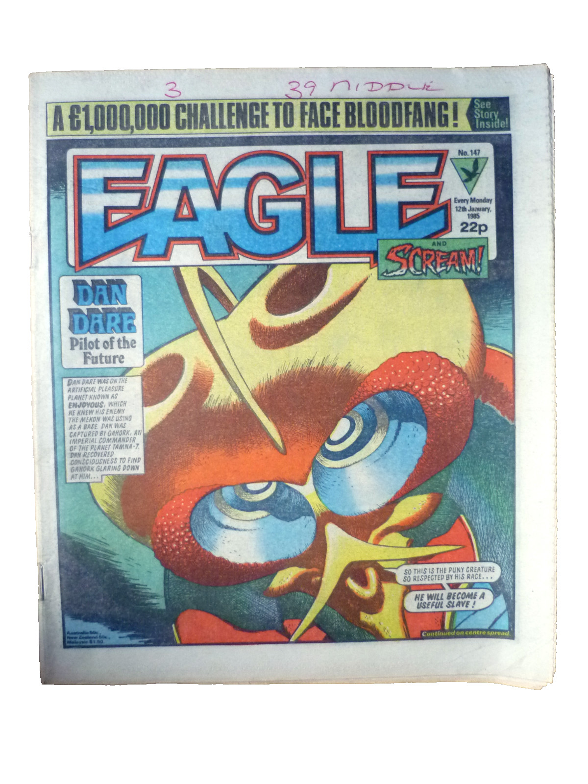 EAGLE AND SCREAM Comic No 147 12th January 1985 Dan Dare The 13th Floor