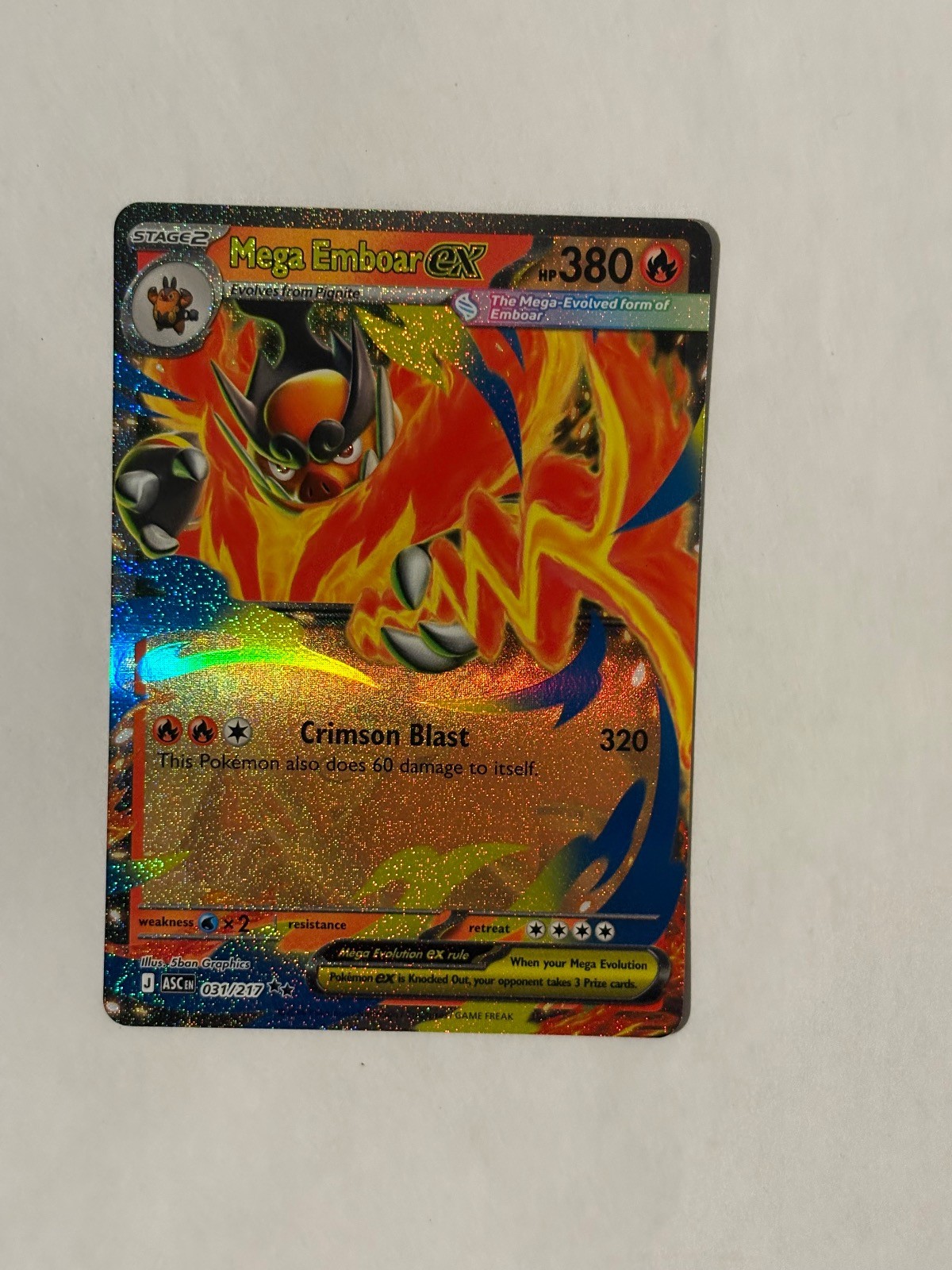Mega Emboar ex 031/217 Ultra Rara Eroi Ascesi Pokemon Holo Near Mint