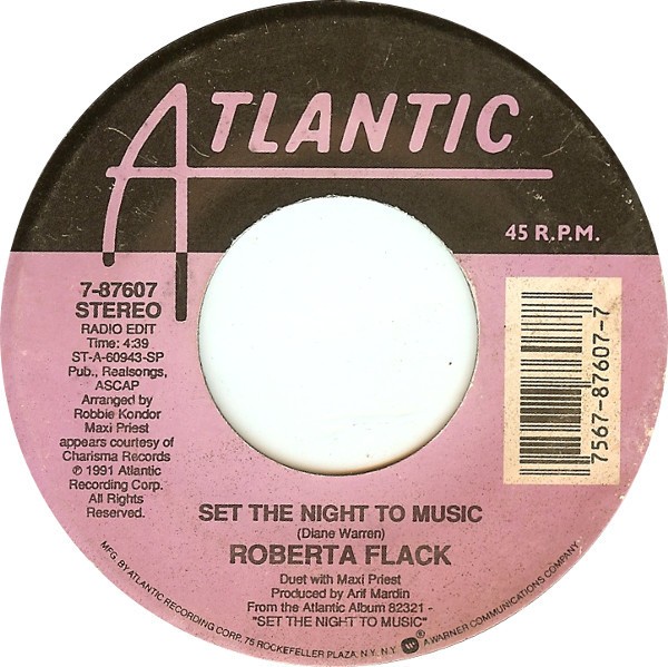 Roberta Flack - Set The Night To Music / Natural Thing (7") (Near Mint (NM or M-