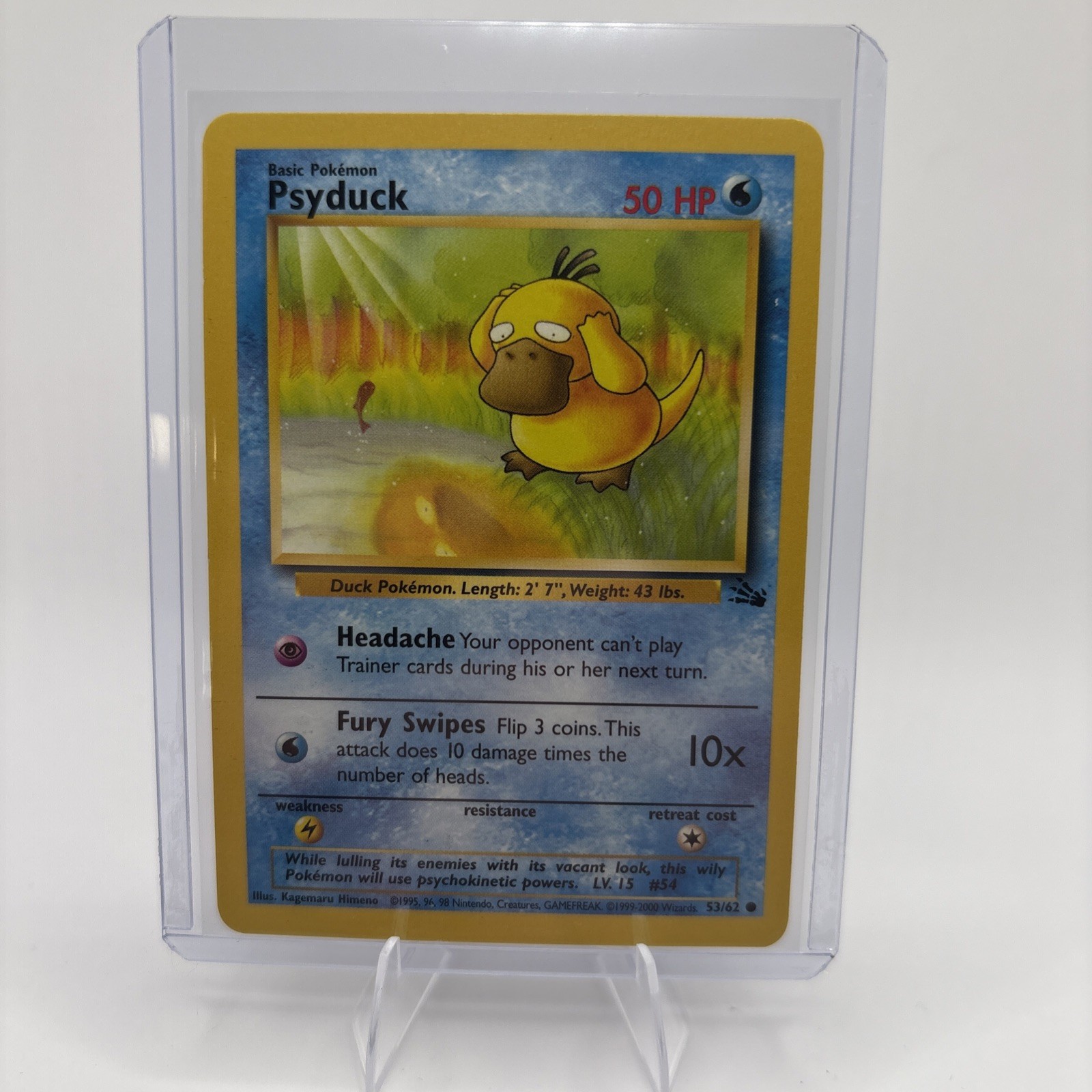 1999 Pokemon Fossil Psyduck 53/62 Unlimited WOTC Vintage Card