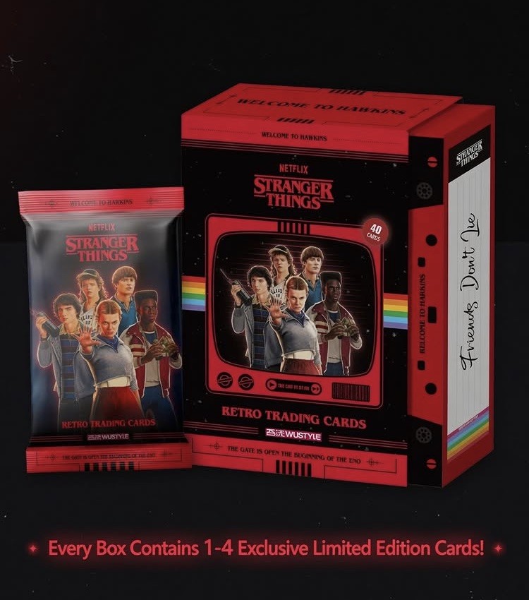 WUSTYLE 2026 Netflix Stranger Things Retro Trading Cards Sealed Box (10 Packs)
