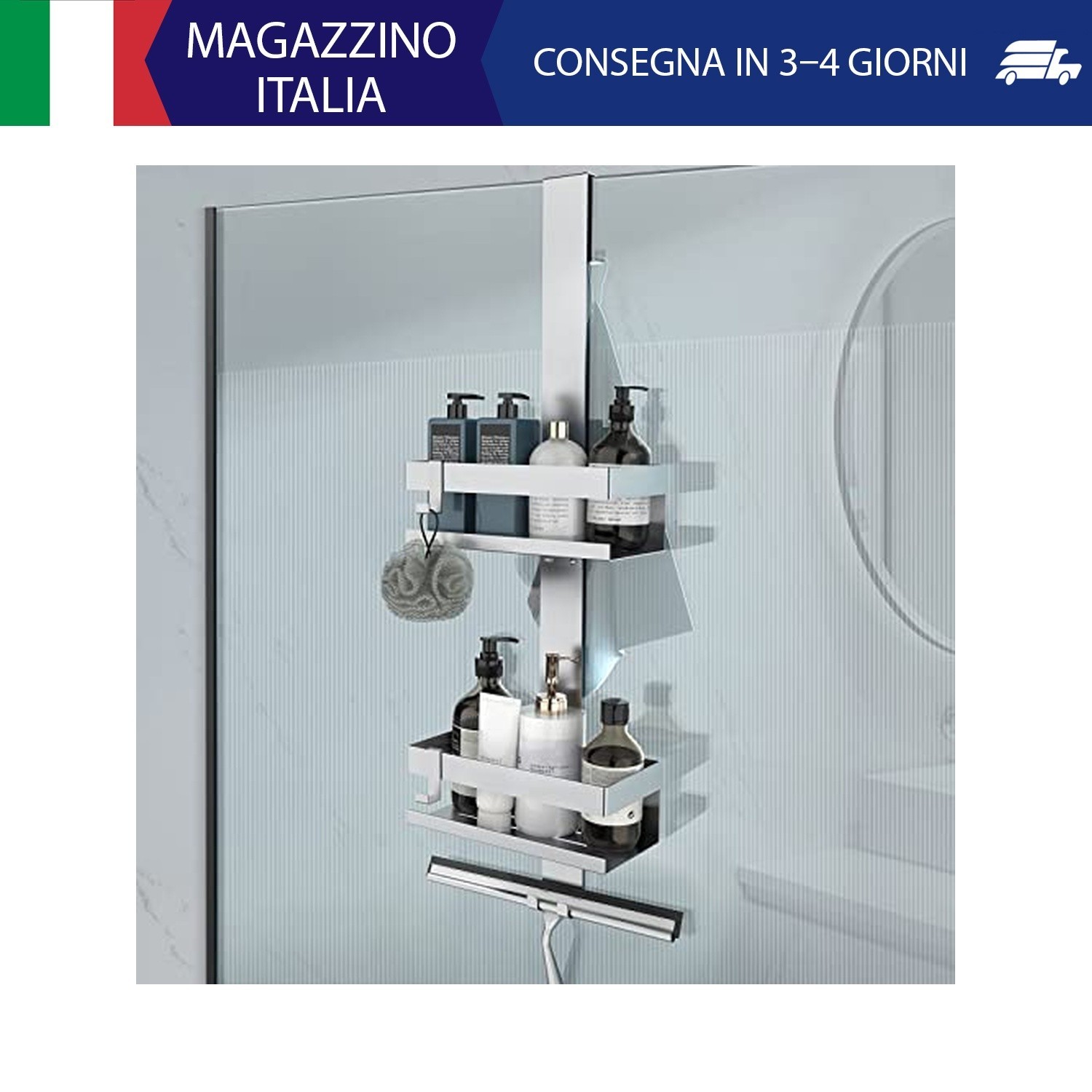 Mensola Doccia da Appendere, SUS304 Acciaio Inox, Argento | Porta Bagnoschiuma d