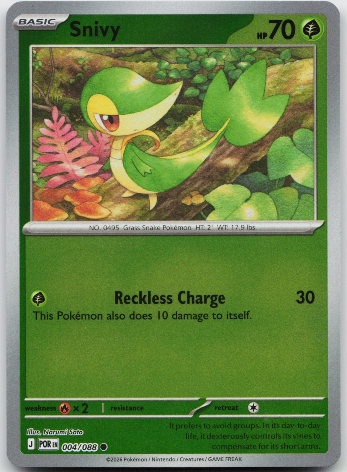 Snivy Pokemon ordine perfetto 004/088 quasi nuovo