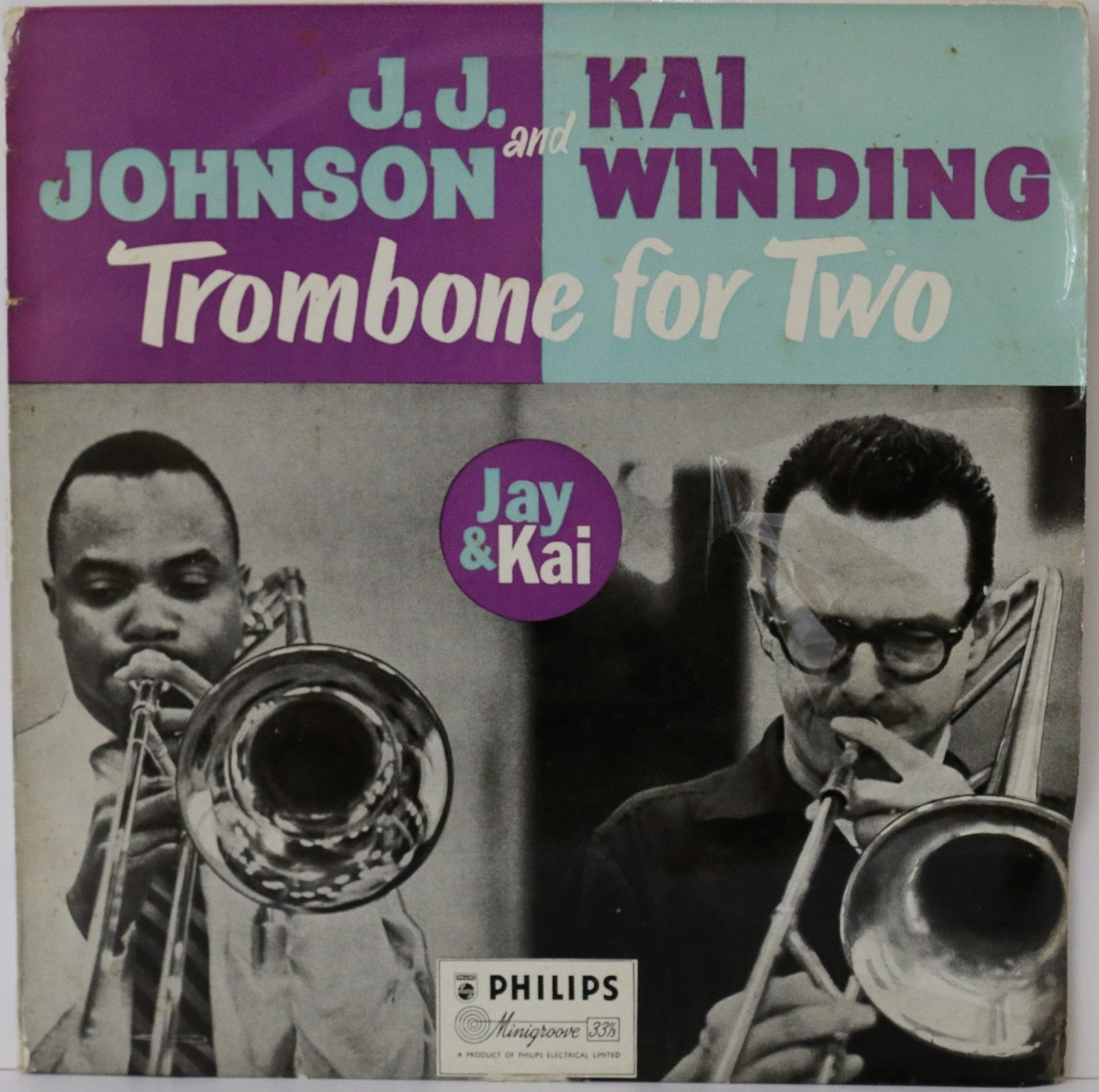 J.J. JOHNSON AND KAI WINDING "TROMBONE FOR TWO" LP RECORD (PHILIPS)