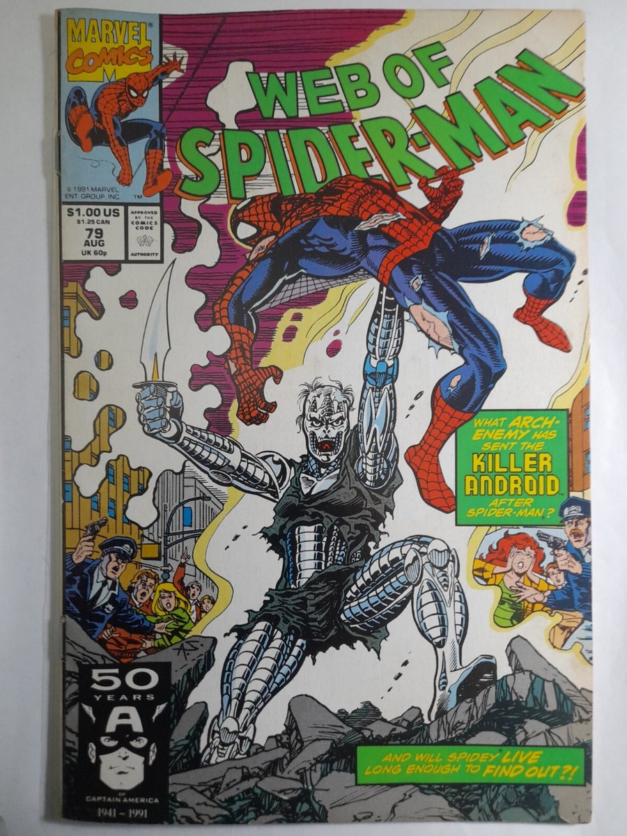 Web of Spiderman 79 VF/NM 1991.Silvermane-Killer Android App.Marvel comics