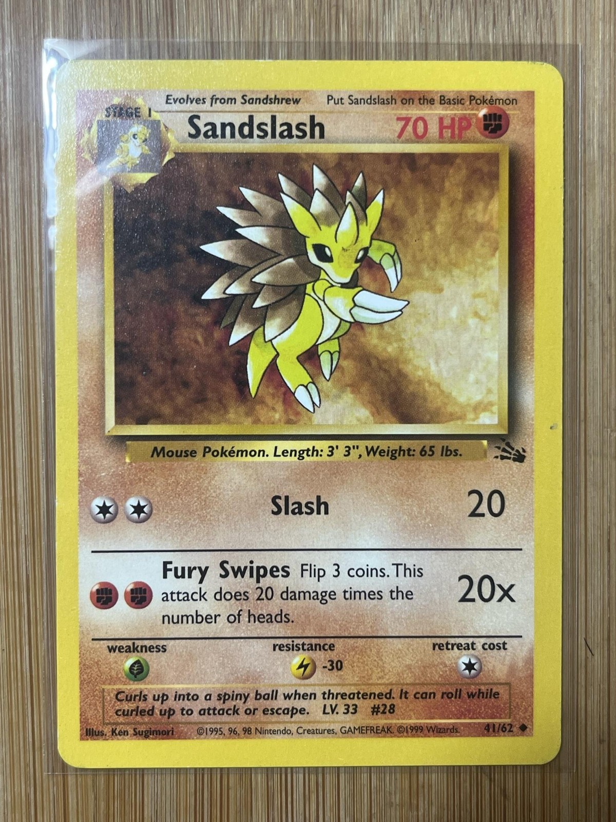 Pokemon TCG Sandslash 41/62 Fossil Combattimento Regolare Moderatamente Giocato Inglese