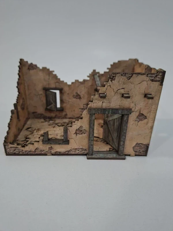 Casa de Adobe en Ruinas prepintada - Escenografía Wargames 28mm