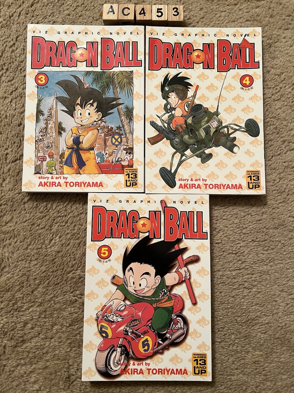 Dragon Ball Serie Volumi 3-5 Akira Toriyama Viz Romanzo Manga 3-5 Piegato