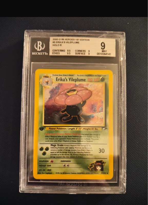 Erika's Vileplume 1st Edition Holo - 2000 Gym Heroes #5 (BGS 9 Mint)