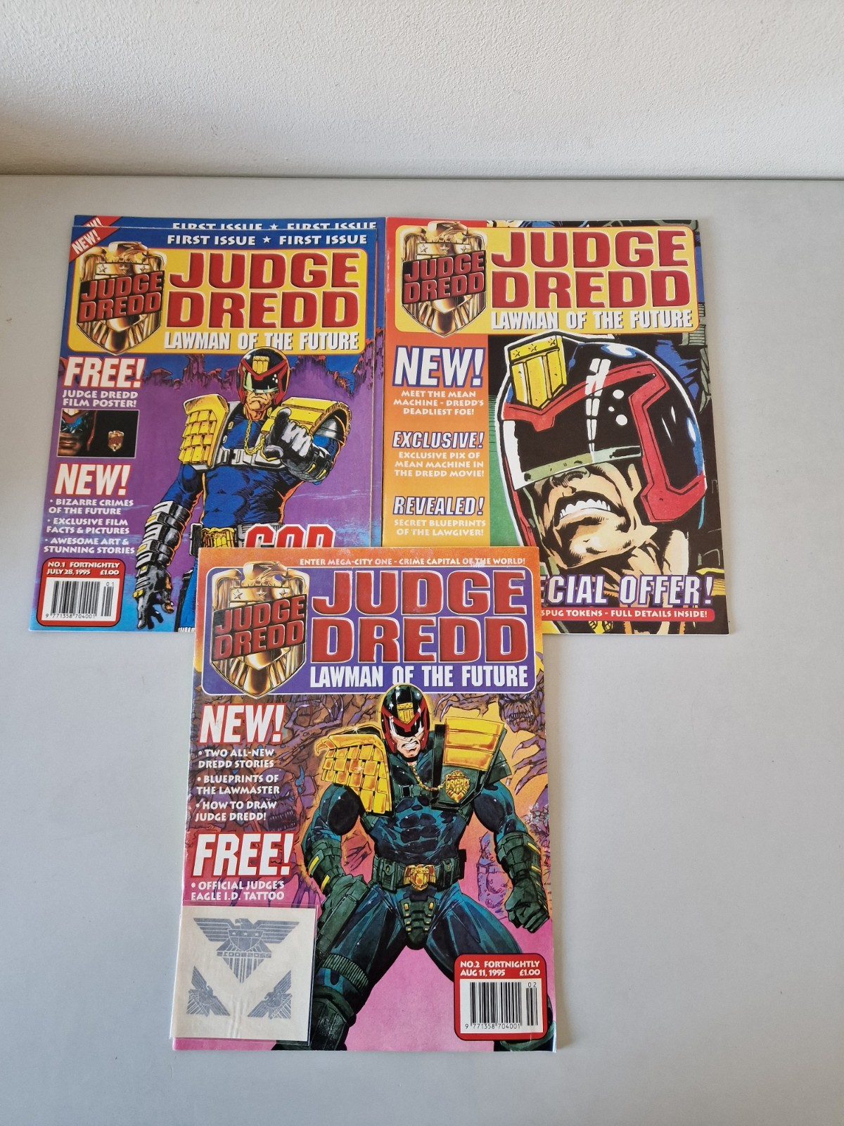 Bundle of 3 Judge Dredd Lawman Of The Future Comics 1995 Retro 1-3 July-August