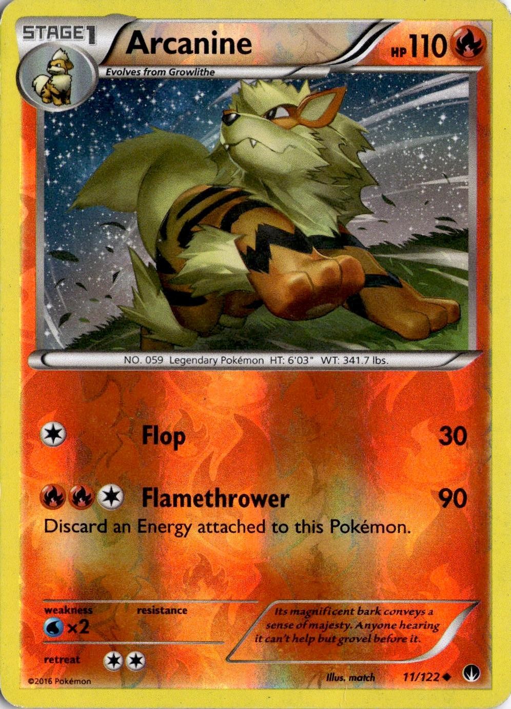 Arcanine 11/122 non comune BREAKpoint Pokemon Reverse Holo giocato moderatamente