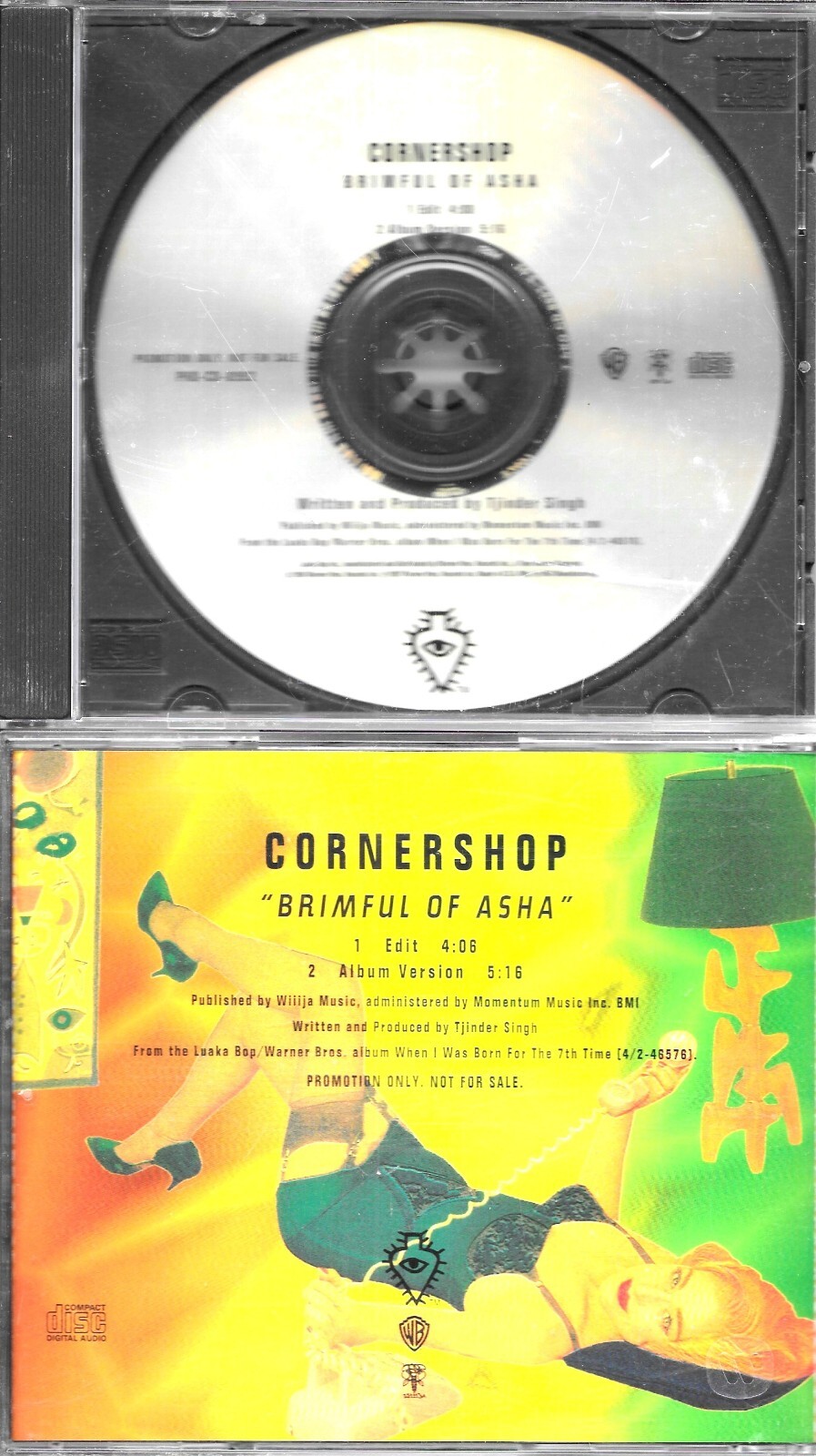 CORNERSHOP  Brimful Of Asha  2 versions  promo CD single with back insert