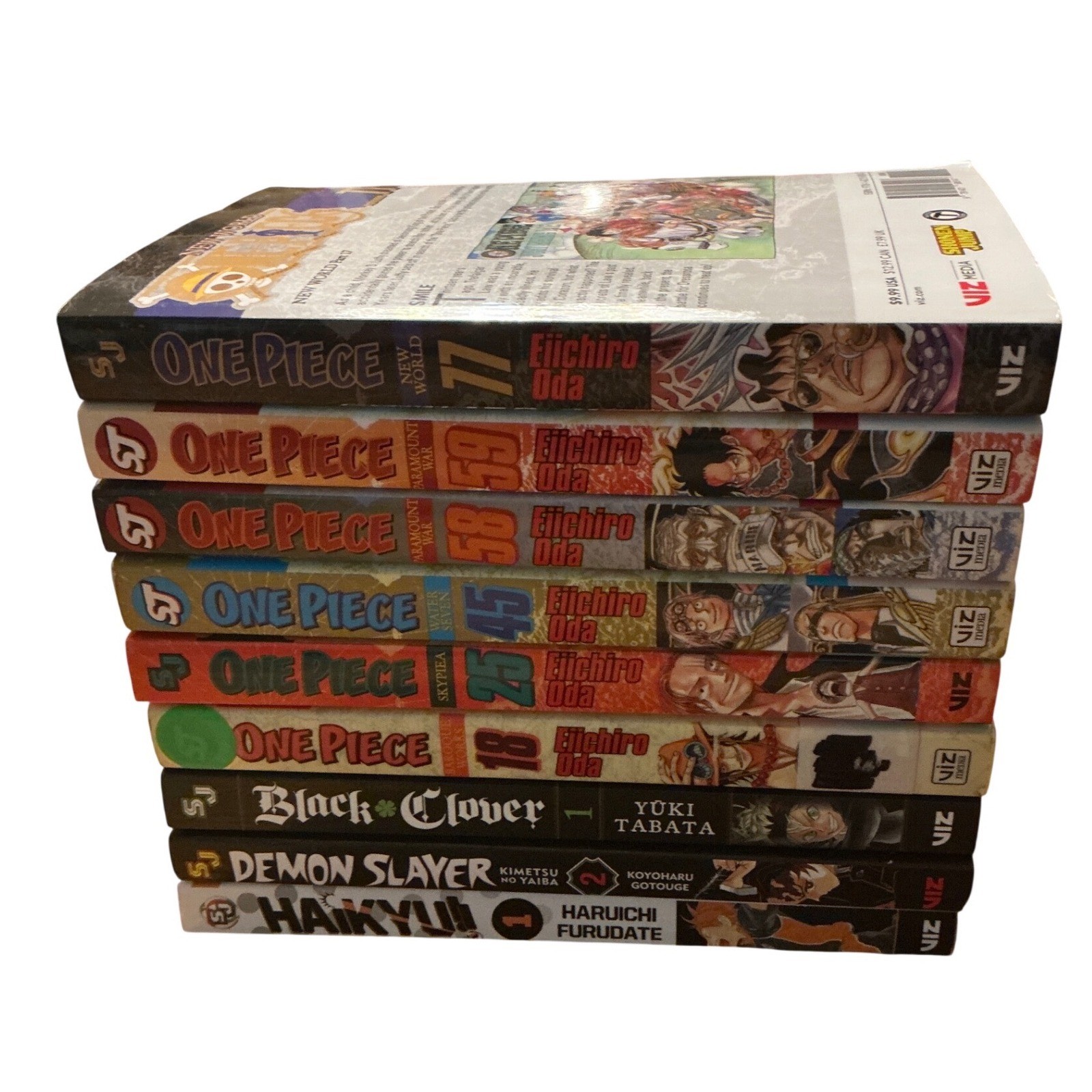 Lotto One Piece Manga 45 58 75 81 84 85 90 91 Demon Slayer Quadrifoglio Nero Haikyu