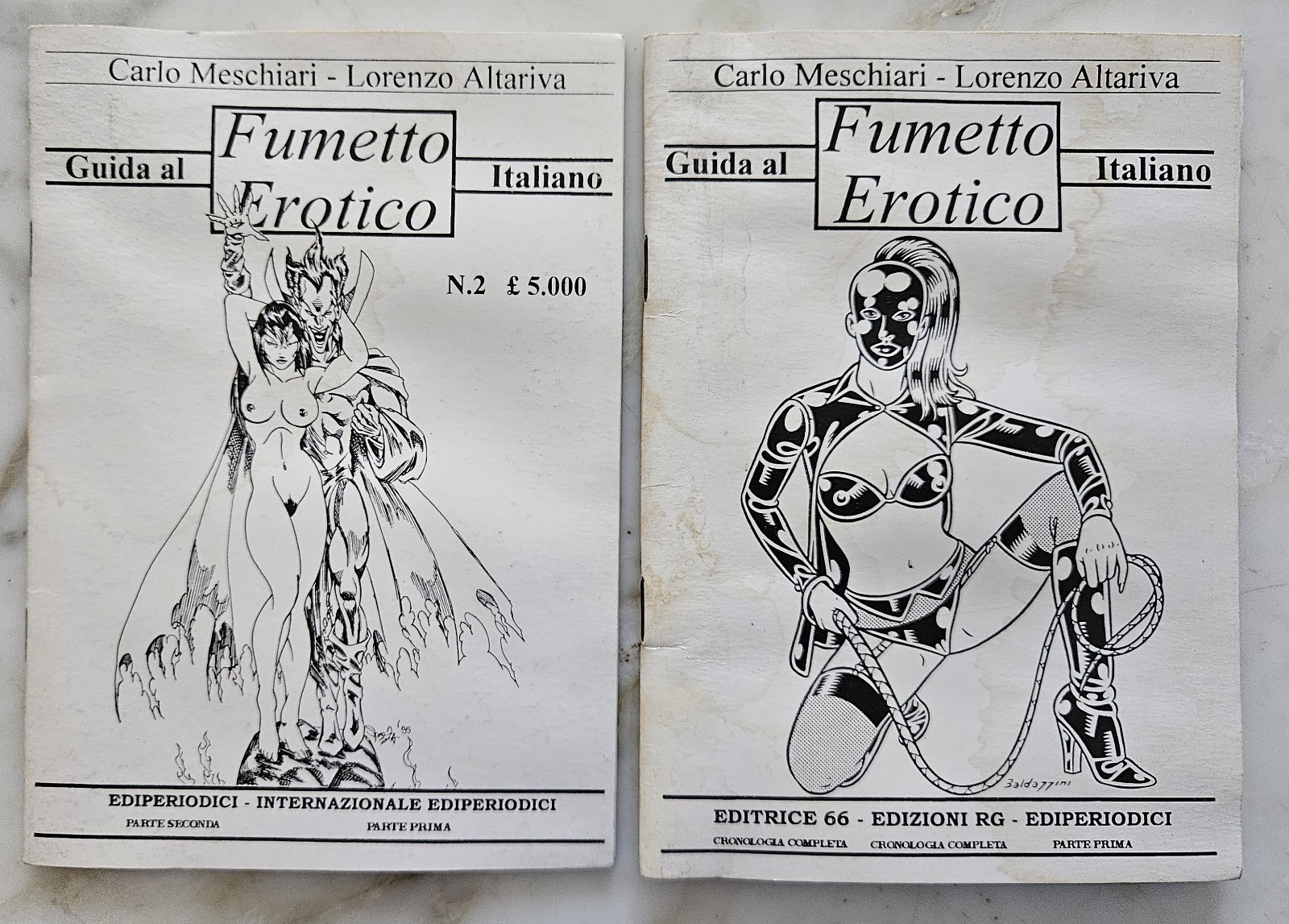 60) GUIDA AL FUMETTO EROTICO ITALIANO 1 e 2  cronologia dal 1966 al 1990 -bn/ott
