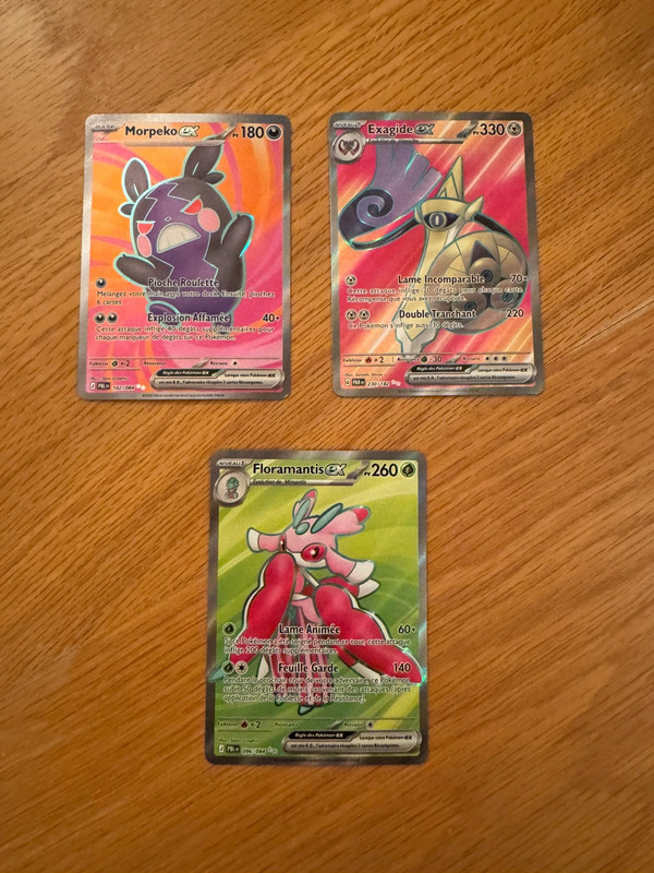 Lot 3 cartes Pokémon full art Ar alternative Morpeko 102/084 Exagide 230/182 Floramantis 096/084