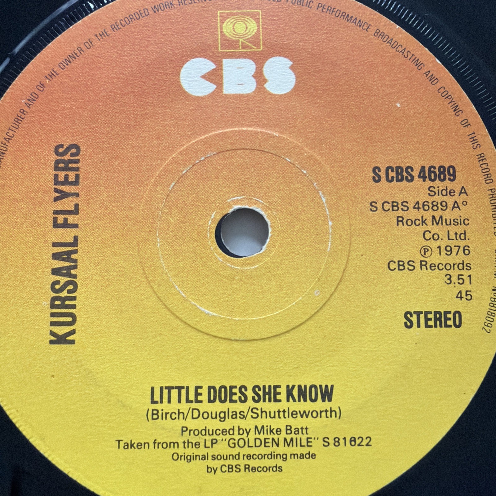 Kursaal Flyers - Little Does She Know / Drinking Socially 7” CBS 4689 (EX) 🎵