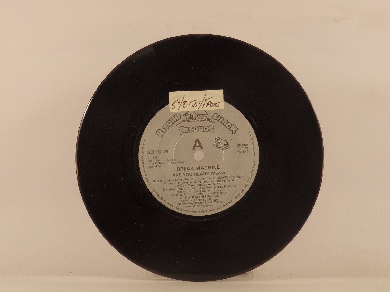 BREAK MACHINE ARE YOU READY (2) (137) 7" RECORD SHACK