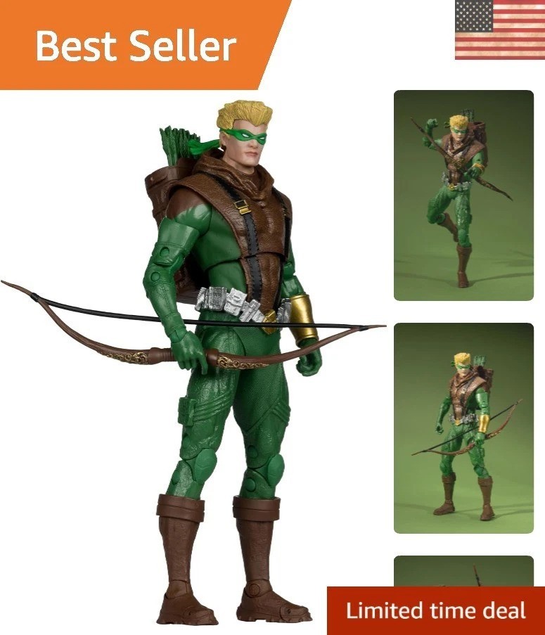 Realistic 7-Inch Green Arrow Action Figure - DC Multiverse Gold Label Edition