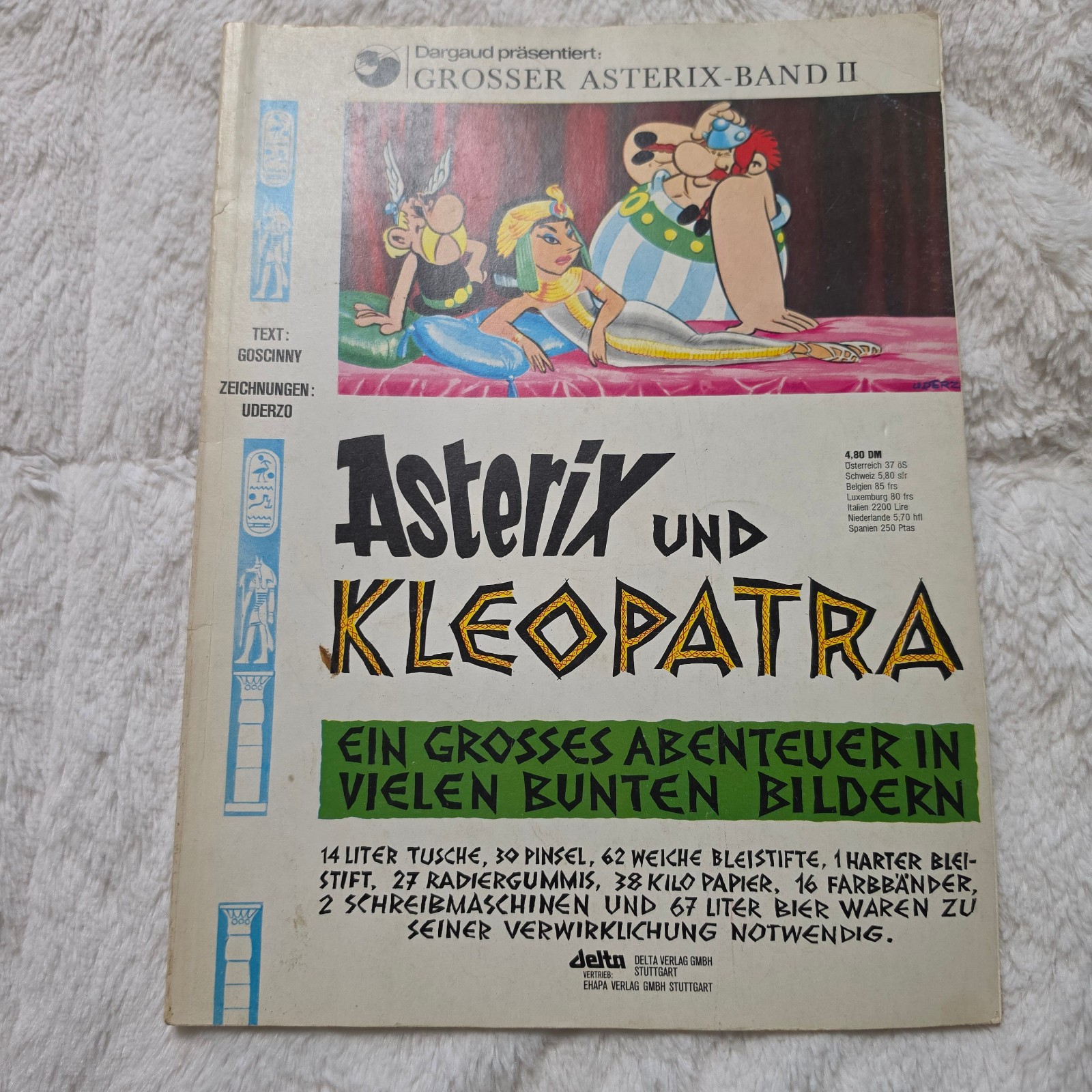 Vintage 1968 Asterix e Cleopatra fumetto tedesco grande volume II Delta Ehapa