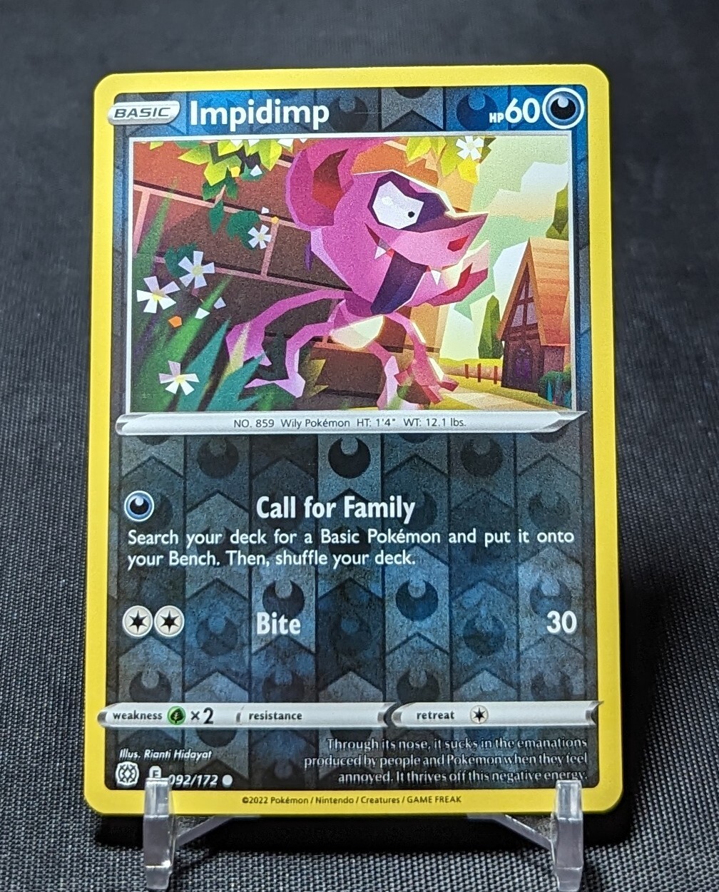 Carta Pokemon TCG Impidimp Common Reverse Holo Darkness stelle brillanti 092/172