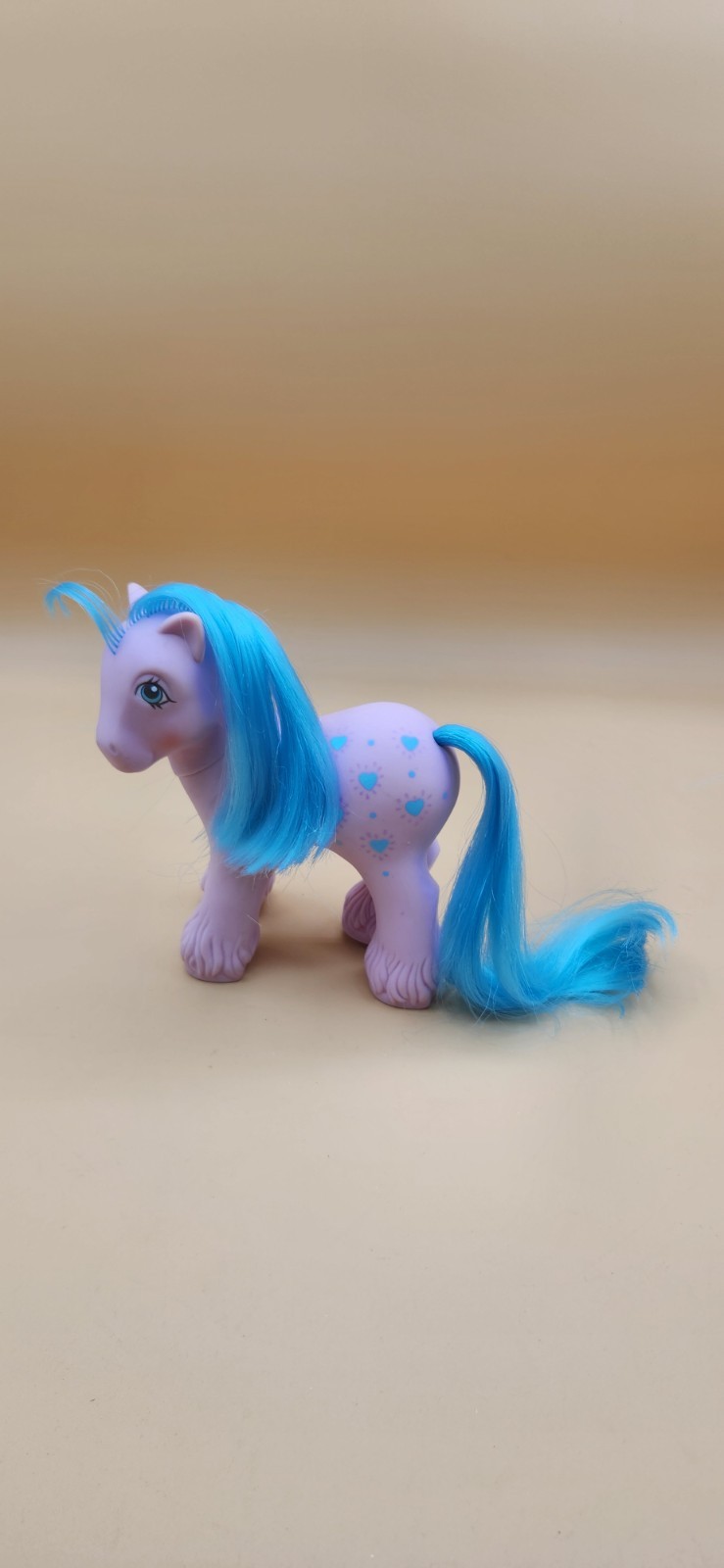 Vintage 1987 G1 My Little Pony MLP papà bouquet luminoso cuori blu pony difetto LEGGI