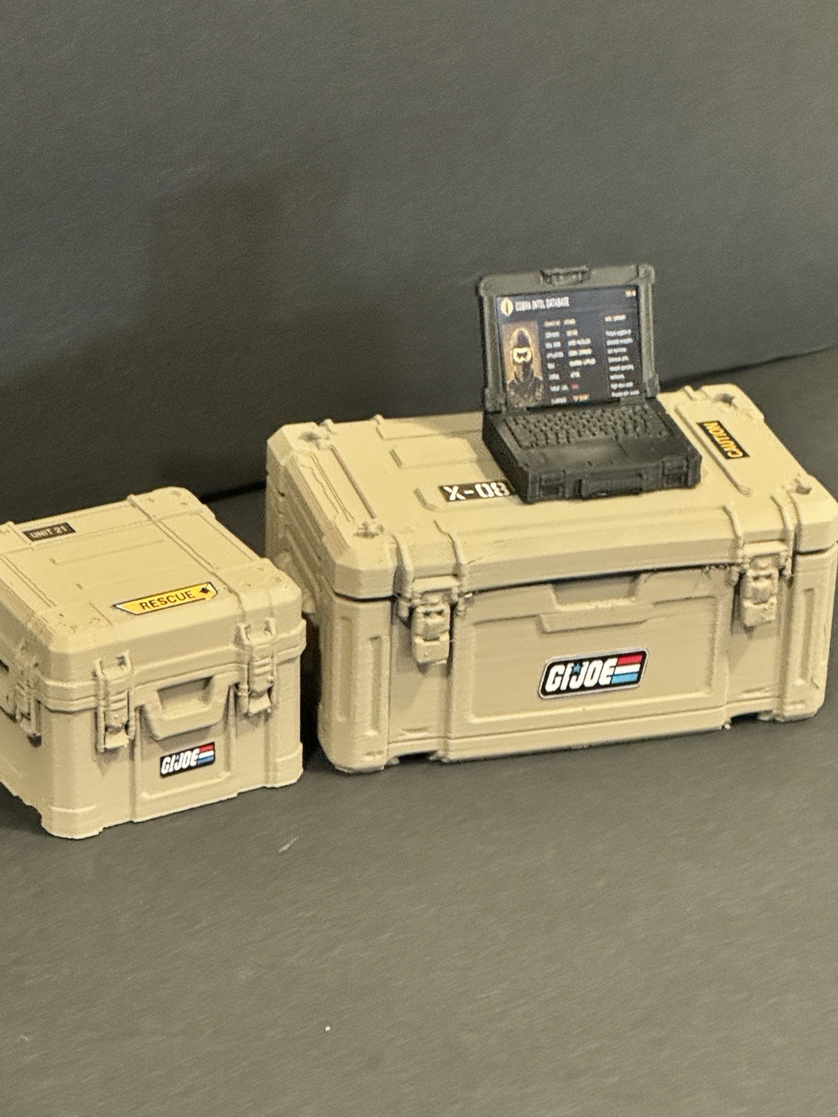 GI JOE COBRA CLASSIFIED 1:12 scale Computer Military Crate Laptop Desert