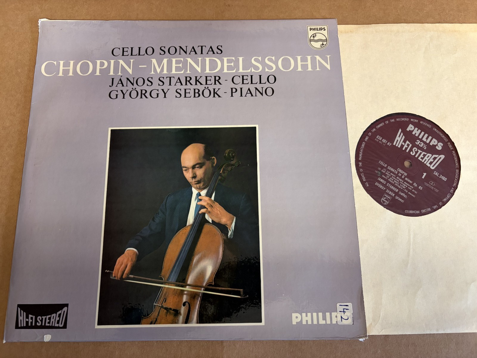 SAL 3460 Chopin & Mendelssohn Cello Sonatas Janos Starker G. Sebok HI-FI STEREO