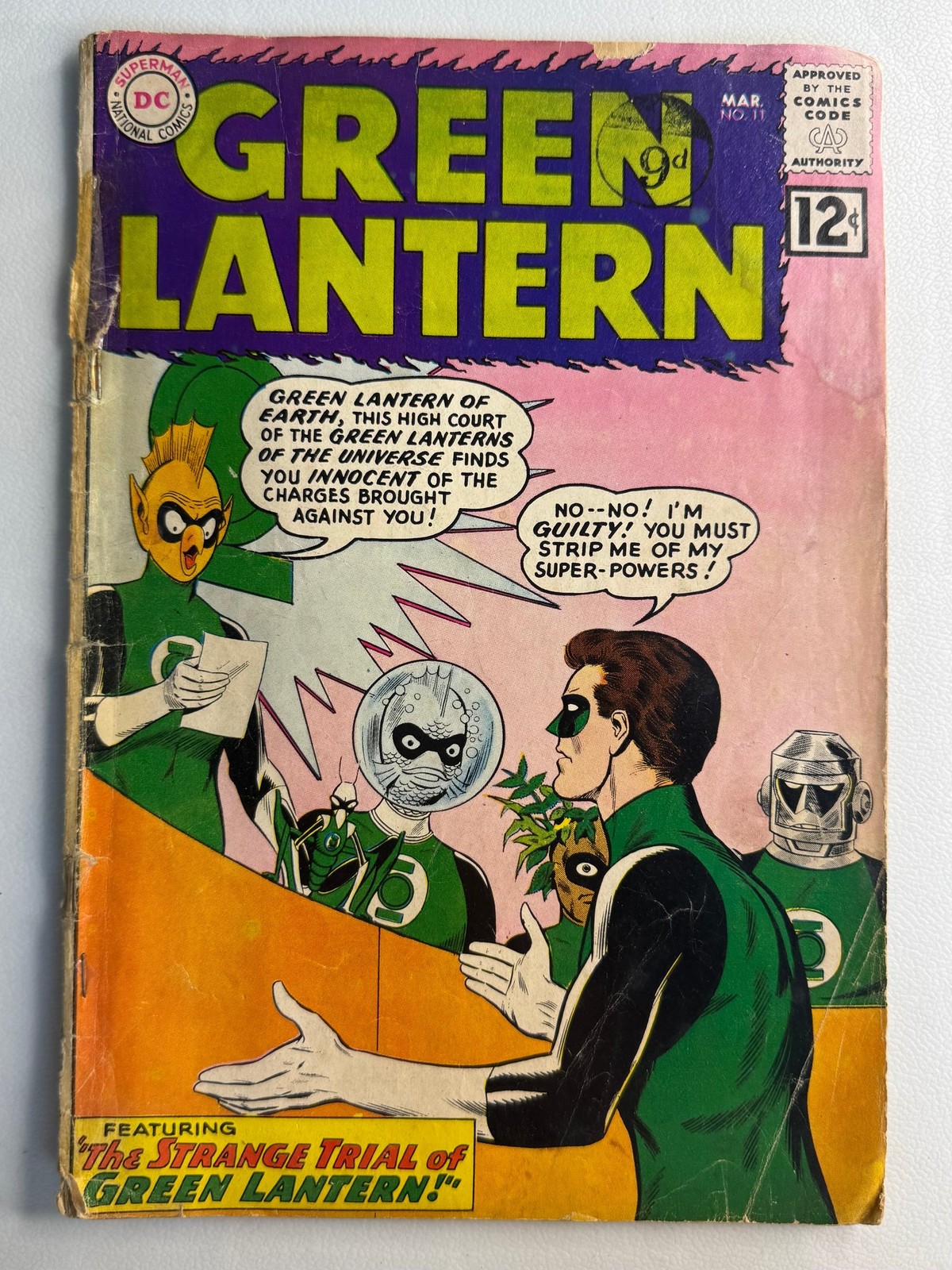 Green Lantern Issue No. 11 March 1962 DC Comics Vintage Book Key GL Vs Sinestro