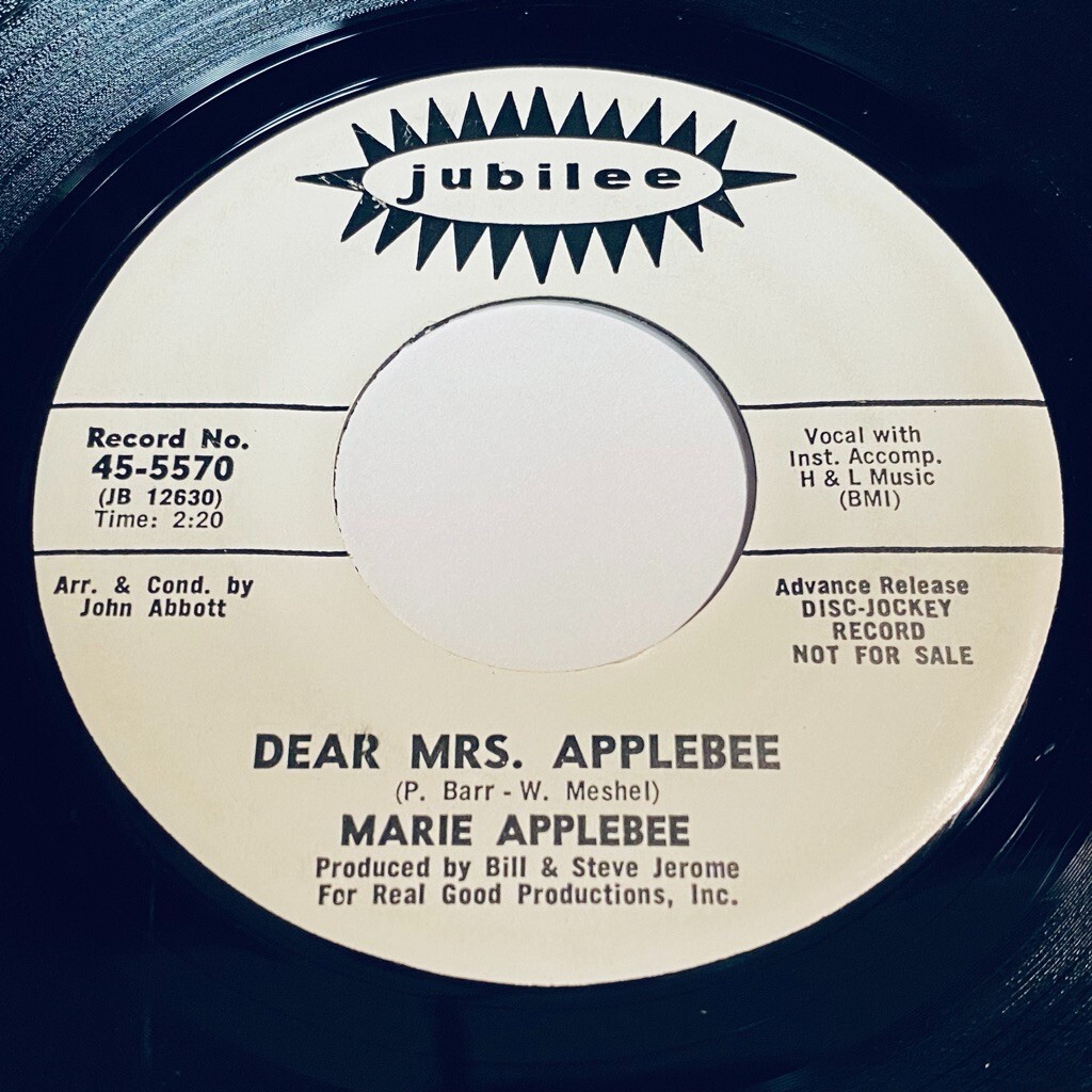 Marie Applebee - Dear Mrs. Applebee / Come And Be My True Love 45 - Jubilee