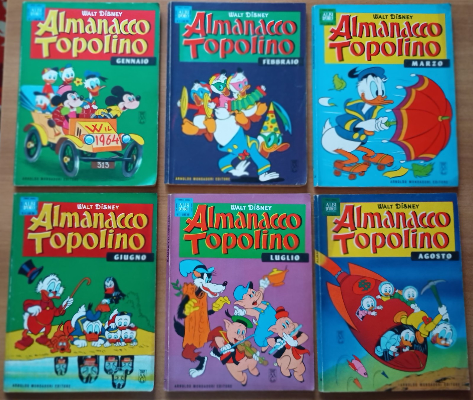 ALMANACCO DI TOPOLINO 1964 N. 1/2/3/6/7/8/9/10  I PRIMI 3 CON 16 FIGURINE -