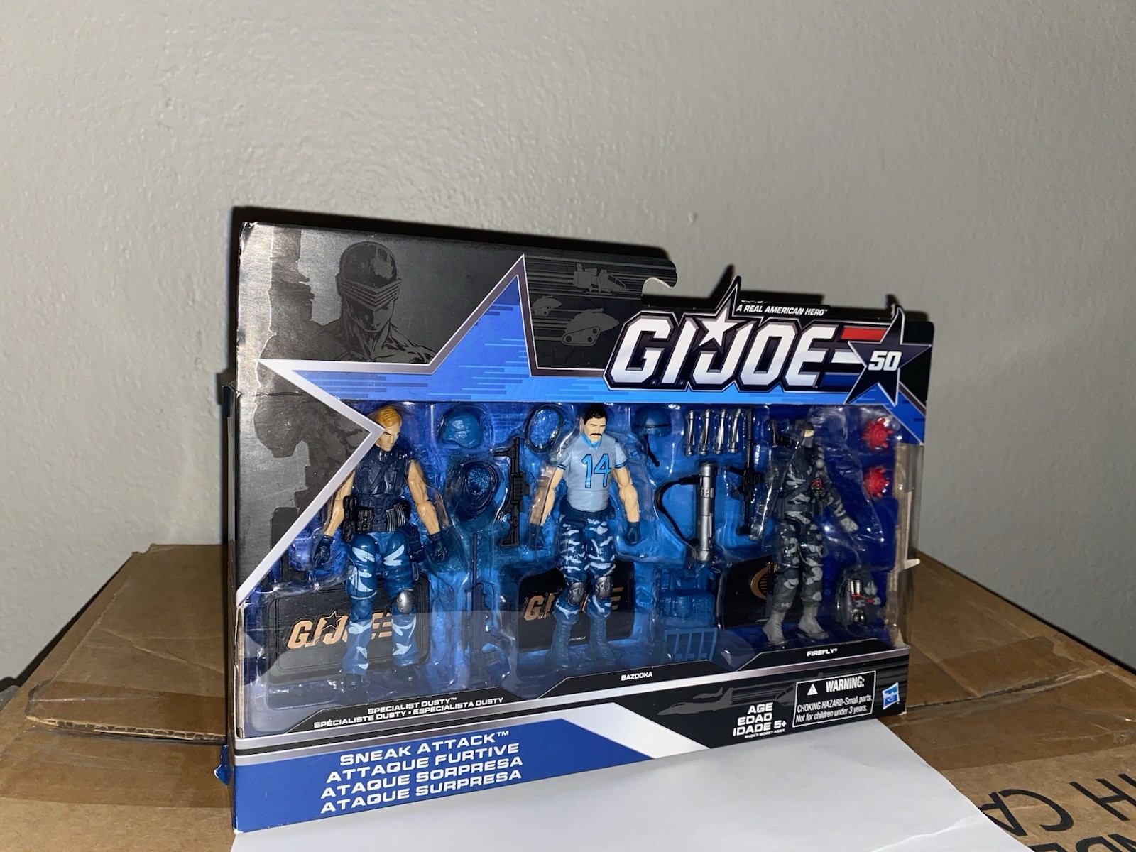 Hasbro G.I. Joe 50th Anniversary Sneak Attack 3 Pack Dusty Bazooka Firefly New