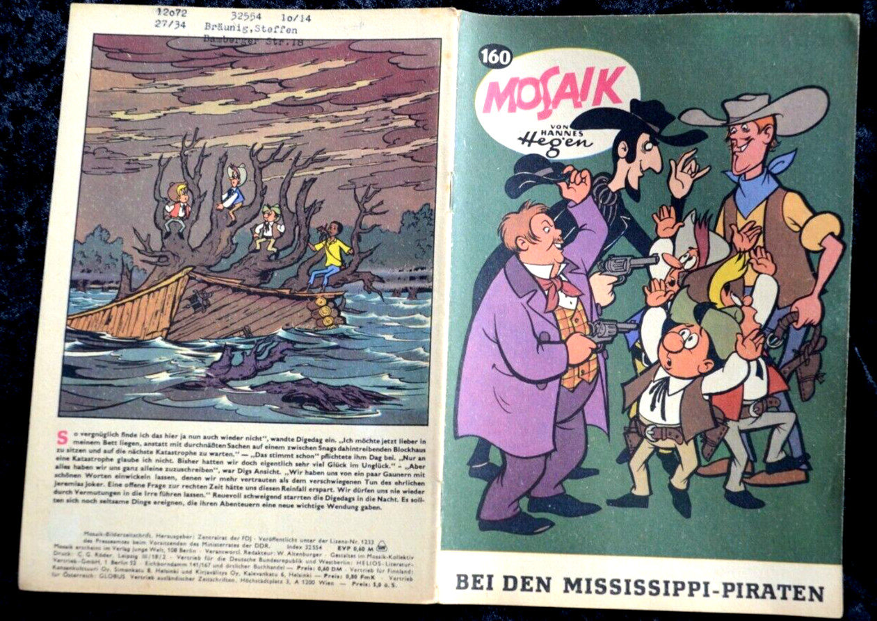 Originale MOSAIK Hannes Hegen Nr. 160 Bei I Missisippi Pirati DDR