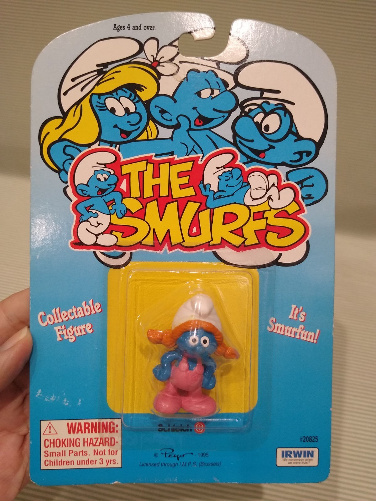 Puffo Figure Sassette Puffo Ragazza Bambino 1995 Vintage Puffi Giocattolo MOC NUOVO CON SCATOLA