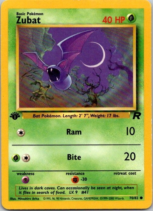 Pokemon Team Rocket Zubat 70/82 Played See Scan B