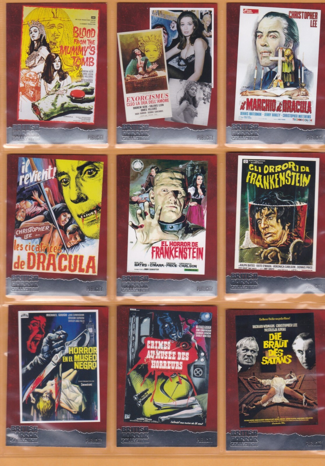 BRITISH HORROR COLLECTION  - 18 CARD FOIL CHASE SET -  UNSTOPPABLE CARDS 2017